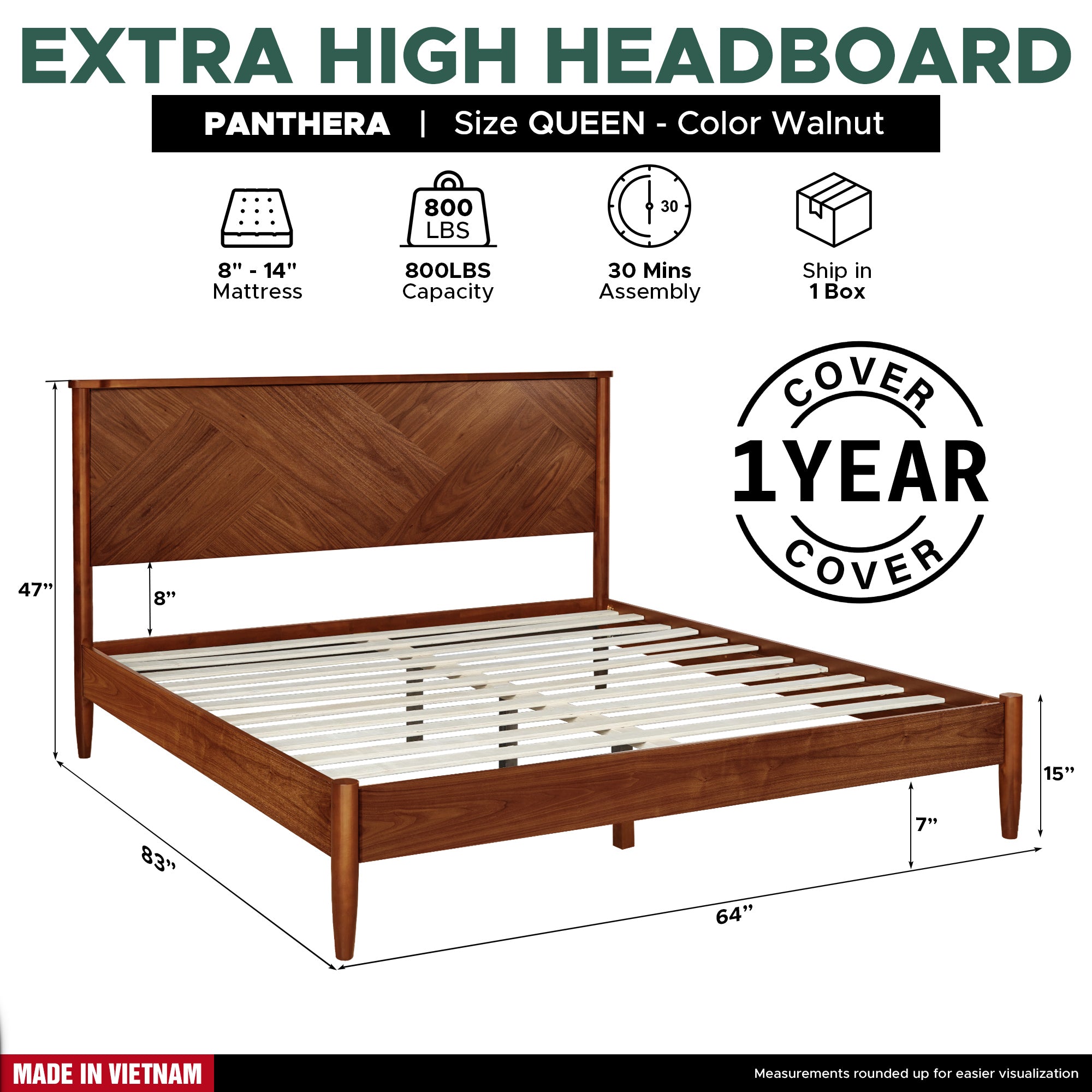 Panthera Solid Wood Bed Frame